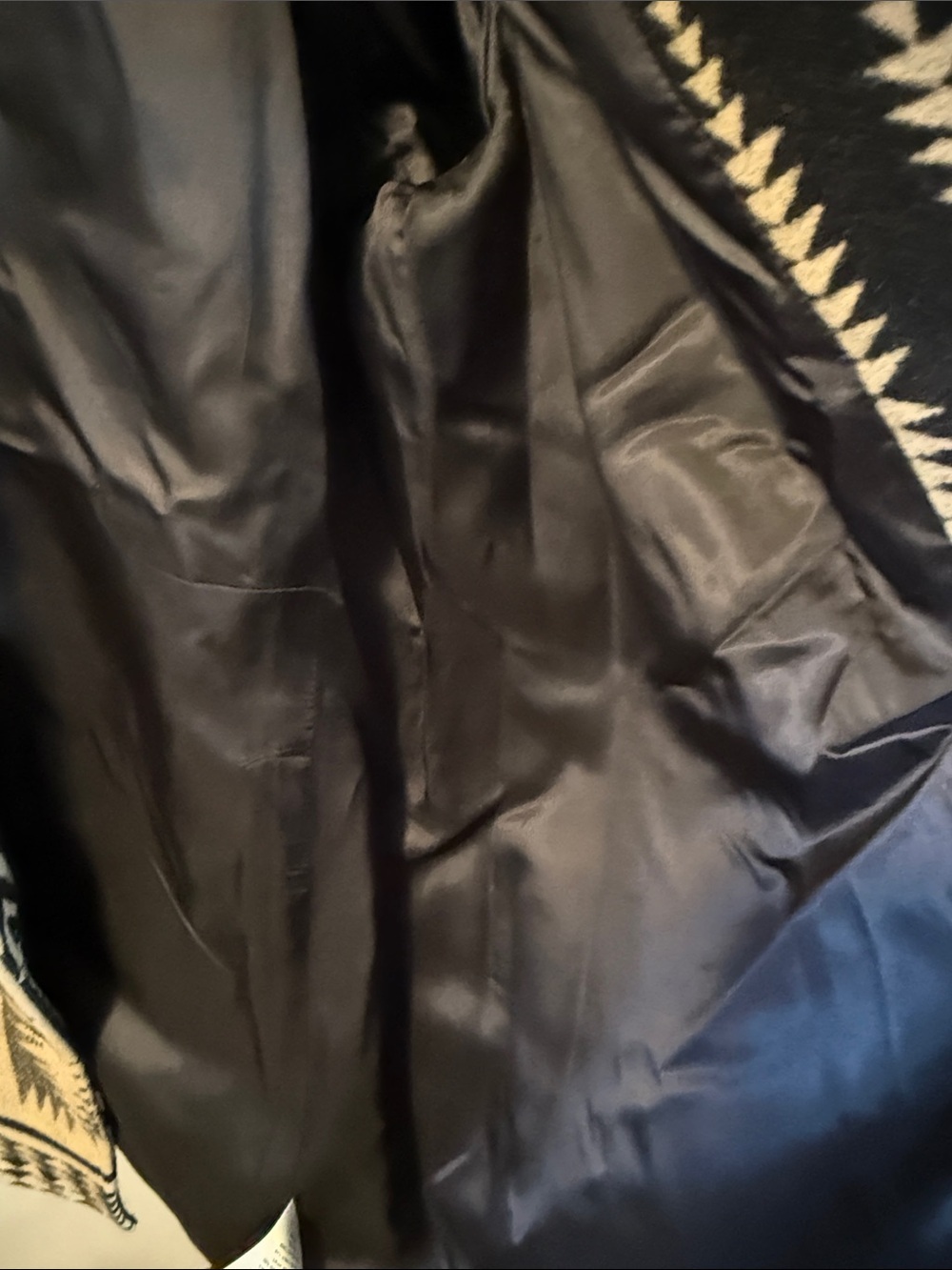 Pendleton Black and Cream Southwestern Peacoat with Plush Shawl Collar - Picture 3 of 9